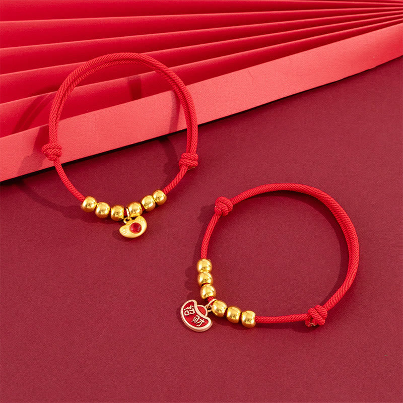 Buddha Stones Collier de protection ajustable pour chats et chiens, orné de perles rouges et du caractère Yuanbao Fu - image 14