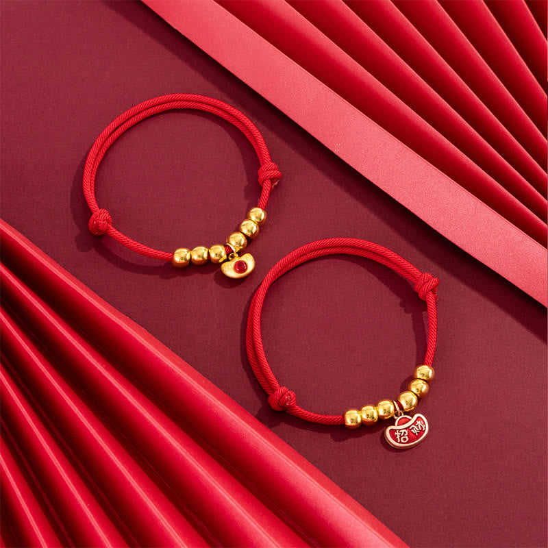 Buddha Stones Collier de protection ajustable pour chats et chiens, orné de perles rouges et du caractère Yuanbao Fu - image 16