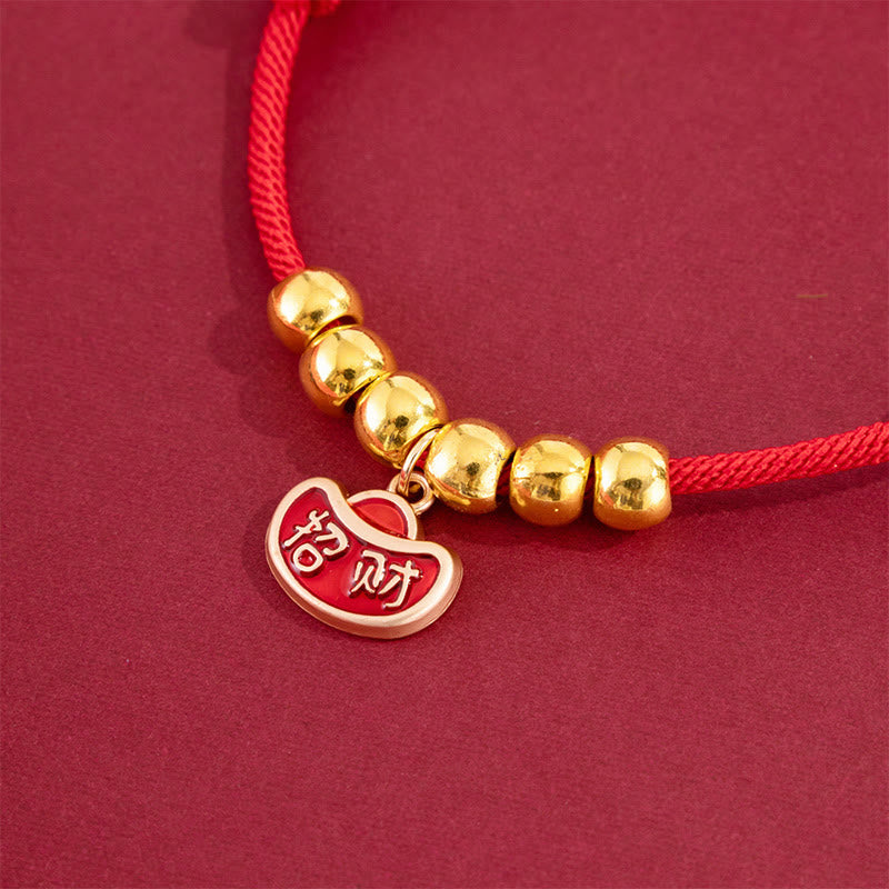 Buddha Stones Collier de protection ajustable pour chats et chiens, orné de perles rouges et du caractère Yuanbao Fu - image 8