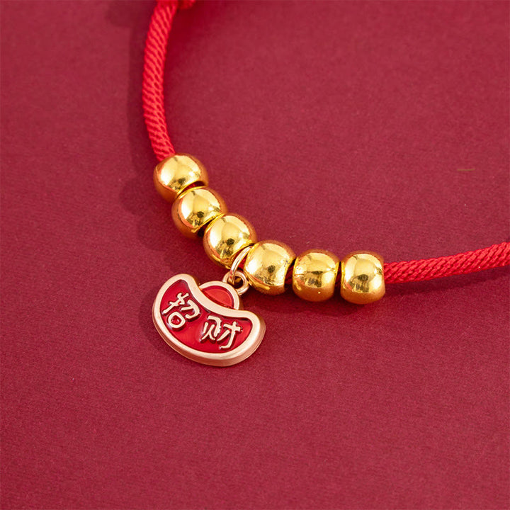 Buddha Stones Collier de protection ajustable pour chats et chiens, orné de perles rouges et du caractère Yuanbao Fu - image 8