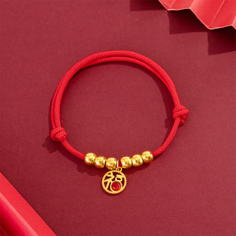 Buddha Stones Collier de protection ajustable pour chats et chiens, orné de perles rouges et du caractère Yuanbao Fu - Personnage Fu - 20-33 cm - image 9