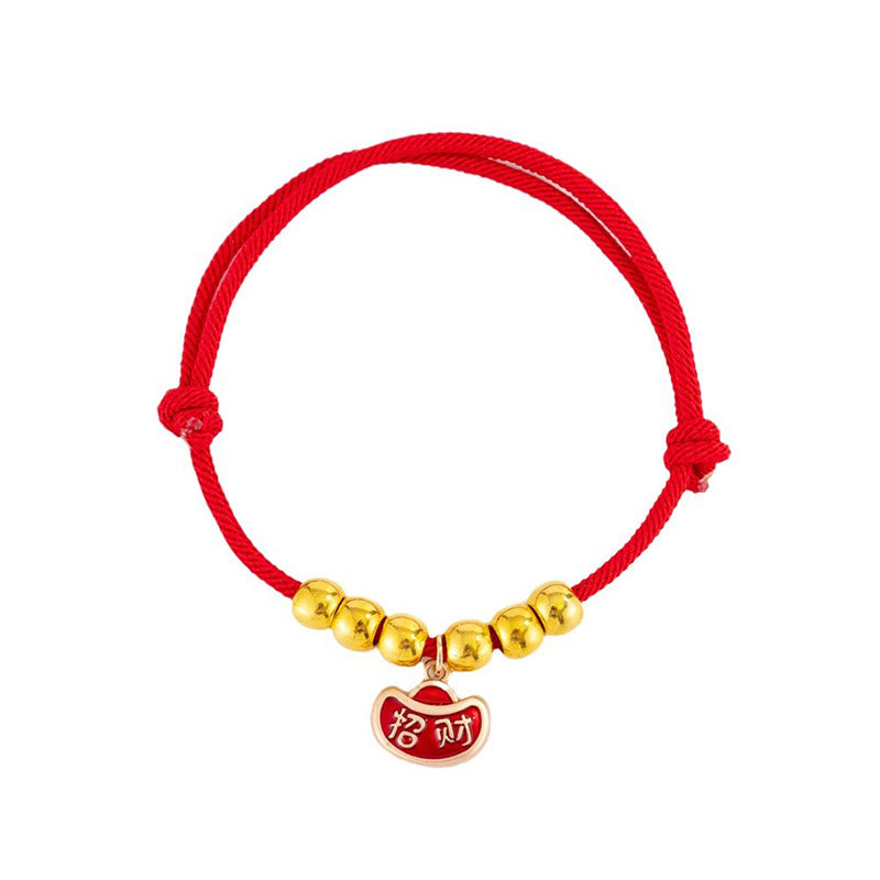 Buddha Stones Collier de protection ajustable pour chats et chiens, orné de perles rouges et du caractère Yuanbao Fu - image 4
