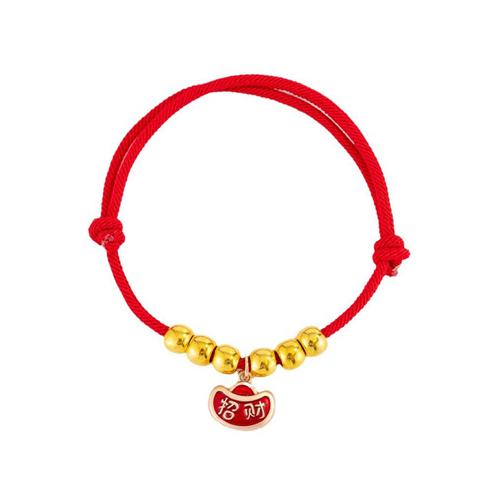 Buddha Stones Collier de protection ajustable pour chats et chiens, orné de perles rouges et du caractère Yuanbao Fu - image 4