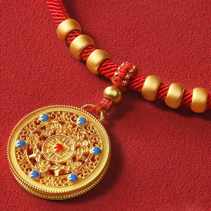 Buddha Stones Collier de protection ajustable pour chats et chiens avec perles rouges et boussole en forme de calebasse - image 9
