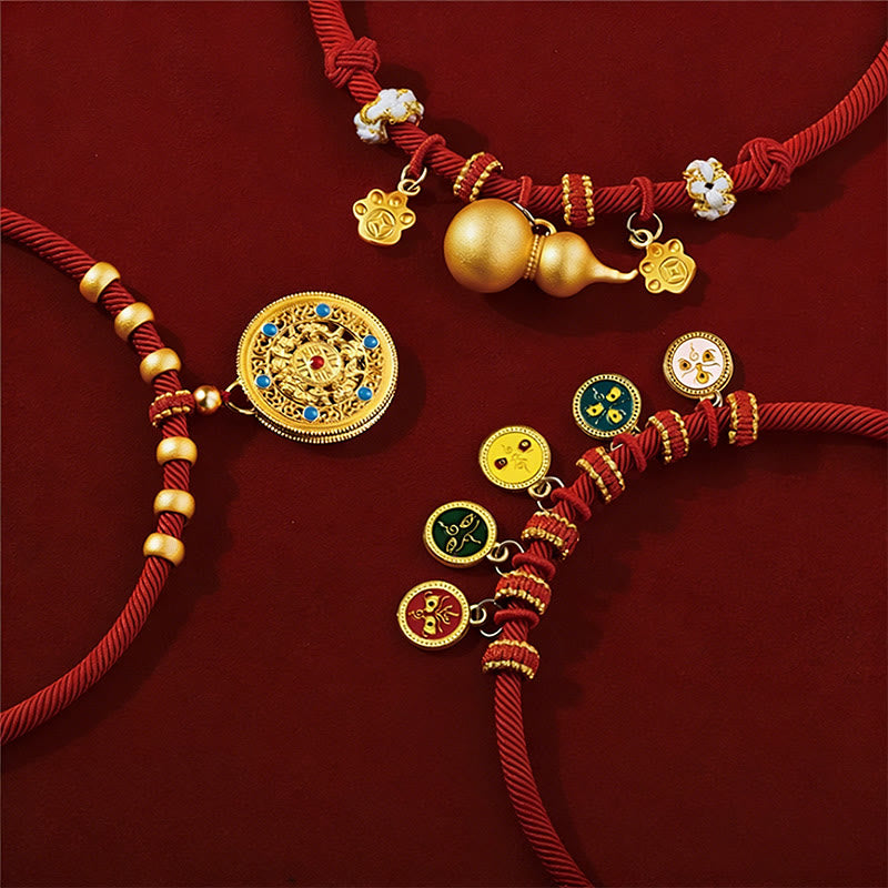Buddha Stones Collier de protection ajustable pour chats et chiens avec perles rouges et boussole en forme de calebasse - image 17