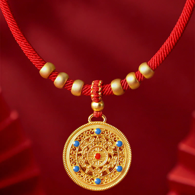 Buddha Stones Collier de protection ajustable pour chats et chiens avec perles rouges et boussole en forme de calebasse - image 8