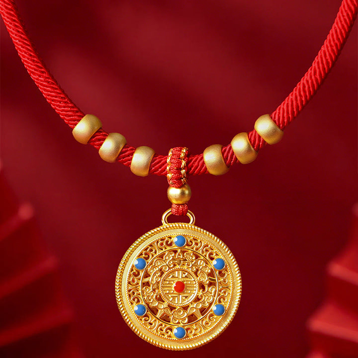 Buddha Stones Collier de protection ajustable pour chats et chiens avec perles rouges et boussole en forme de calebasse - image 8