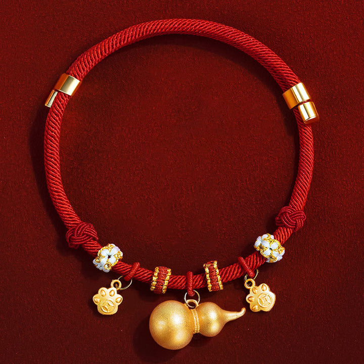 Buddha Stones Collier de protection ajustable pour chats et chiens avec perles rouges et boussole en forme de calebasse - image 2