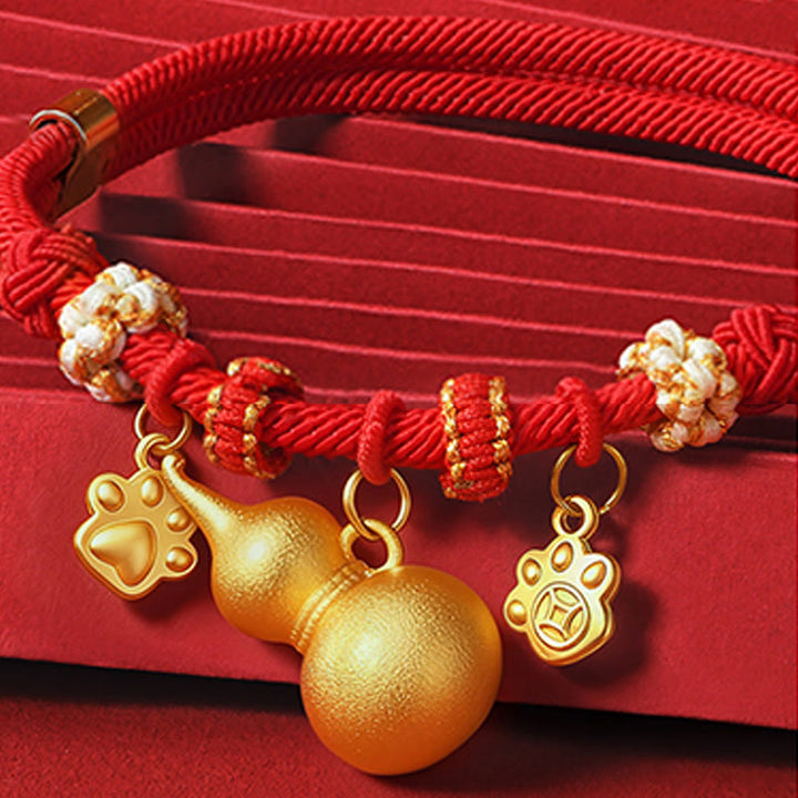 Buddha Stones Collier de protection ajustable pour chats et chiens avec perles rouges et boussole en forme de calebasse - image 3