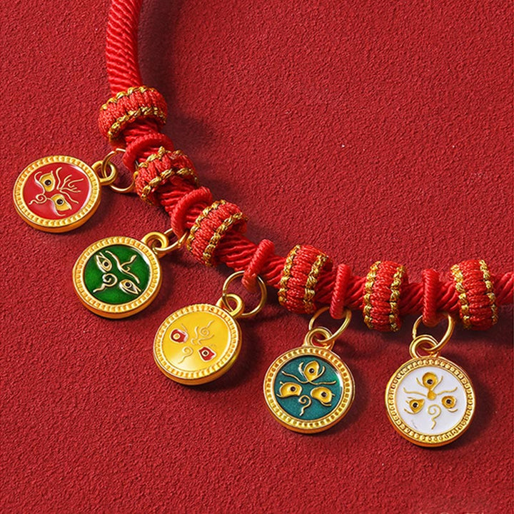 Buddha Stones Collier de protection ajustable pour chats et chiens avec perles rouges et boussole en forme de calebasse - image 14