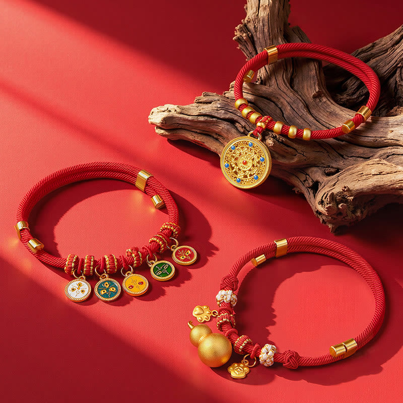 Buddha Stones Collier de protection ajustable pour chats et chiens avec perles rouges et boussole en forme de calebasse - image 16