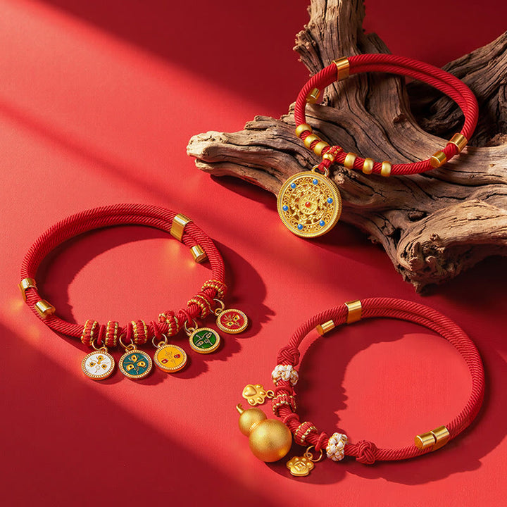 Buddha Stones Collier de protection ajustable pour chats et chiens avec perles rouges et boussole en forme de calebasse - image 16