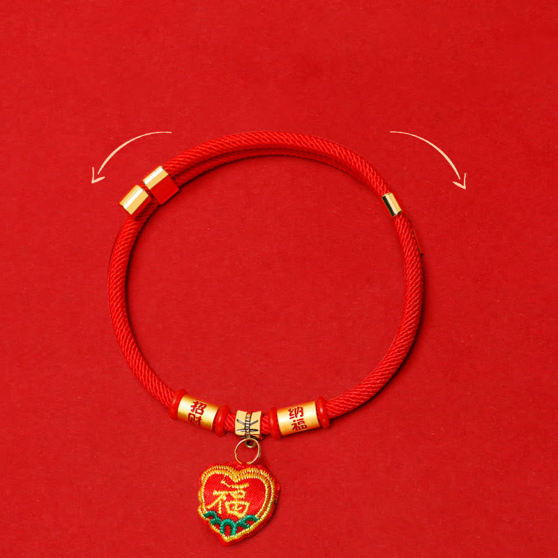 Buddha Stones Collier de protection ajustable pour chats et chiens, orné d'une broderie et d'un fil tressé rouge représentant un tigre Fu. - image 15