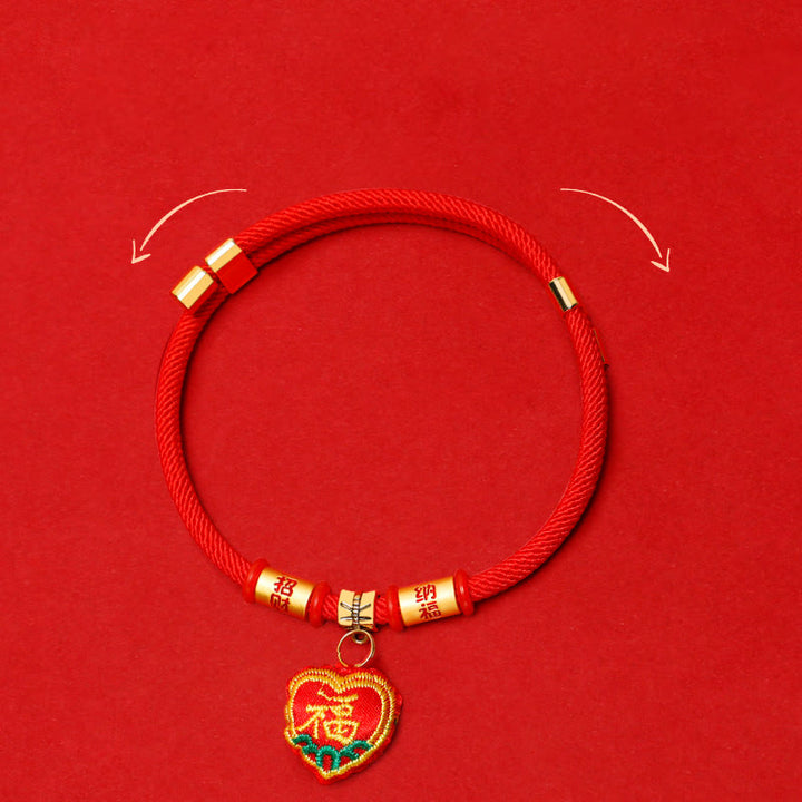 Buddha Stones Collier de protection ajustable pour chats et chiens, orné d'une broderie et d'un fil tressé rouge représentant un tigre Fu. - image 15
