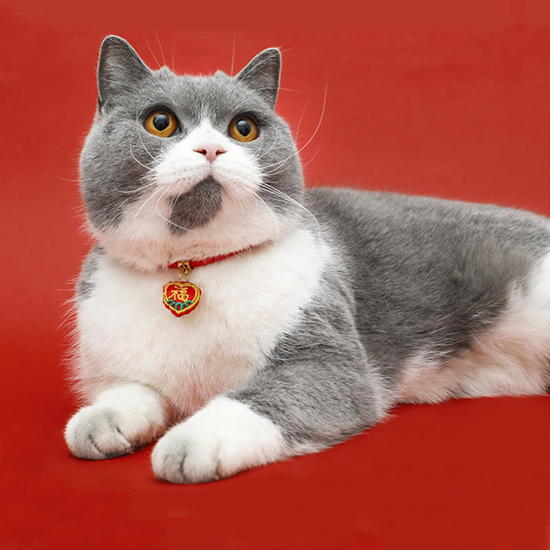 Buddha Stones Collier de protection ajustable pour chats et chiens, orné d'une broderie et d'un fil tressé rouge représentant un tigre Fu. - image 13
