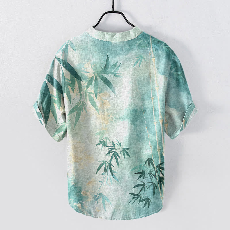 Buddha Stones Chemise homme à manches courtes et demi-boutonnages en coton et bambou - image 5