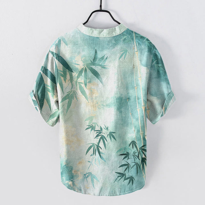 Buddha Stones Chemise homme à manches courtes et demi-boutonnages en coton et bambou - image 5