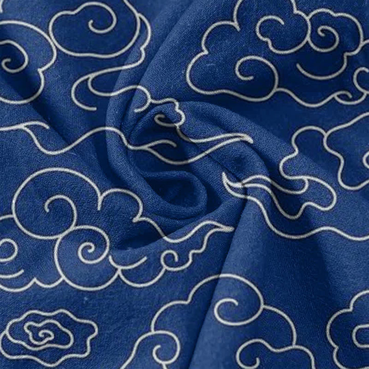 Buddha Stones Chemise homme à manches courtes et demi-boutonnages, motif nuage de coton - image 4