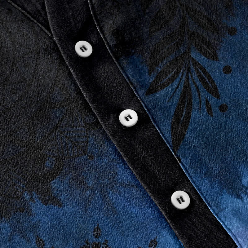 Buddha Stones Chemise homme à manches courtes et demi-boutonnages, motif mandala en coton - image 3