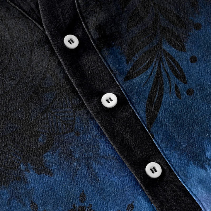 Buddha Stones Chemise homme à manches courtes et demi-boutonnages, motif mandala en coton - image 3