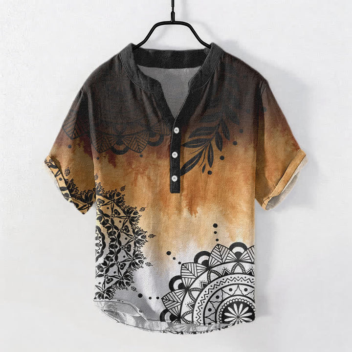 Buddha Stones Chemise homme à manches courtes et demi-boutonnages, motif mandala en coton - Pérou - US/UK/AU50，EU60 (5XL) - image 7