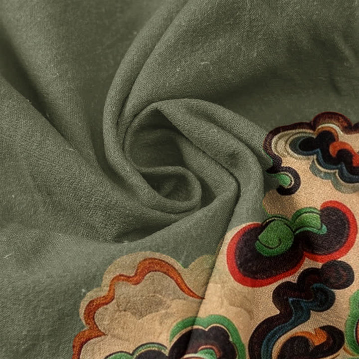 Buddha Stones Chemise à manches courtes et demi-boutonnée en coton à motif nuage mural pour homme - image 4