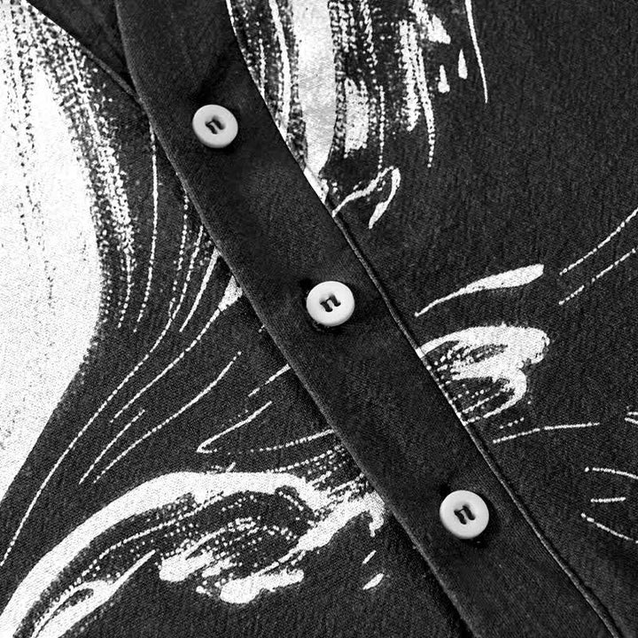 Buddha Stones Chemise à manches courtes et demi-boutonnée pour homme, en coton, motif taï-chi - image 3