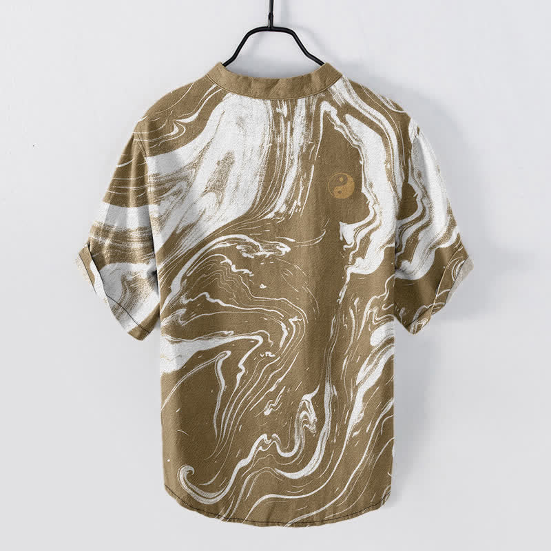 Buddha Stones Chemise à manches courtes et demi-boutonnée pour homme, en coton, motif taï-chi - image 6
