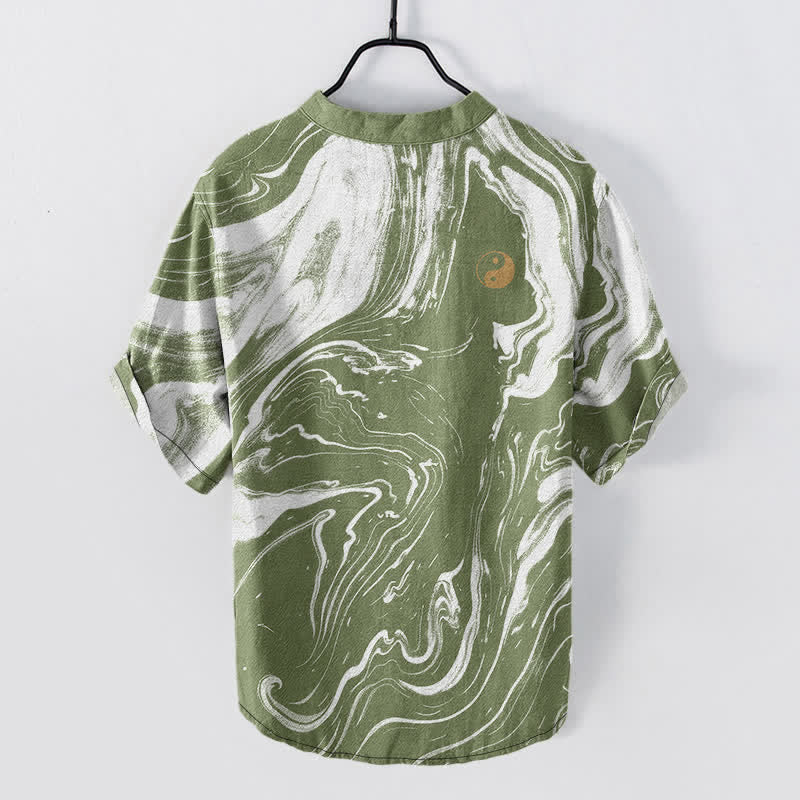 Buddha Stones Chemise à manches courtes et demi-boutonnée pour homme, en coton, motif taï-chi - image 8