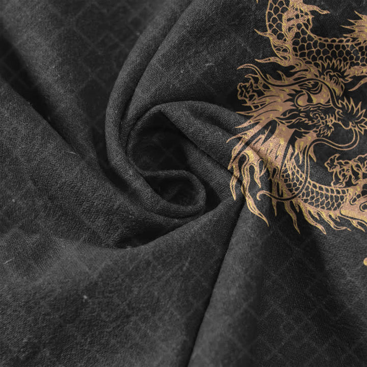 Buddha Stones Chemise à manches courtes et demi-boutonnée pour homme Cotton Dragon - image 4