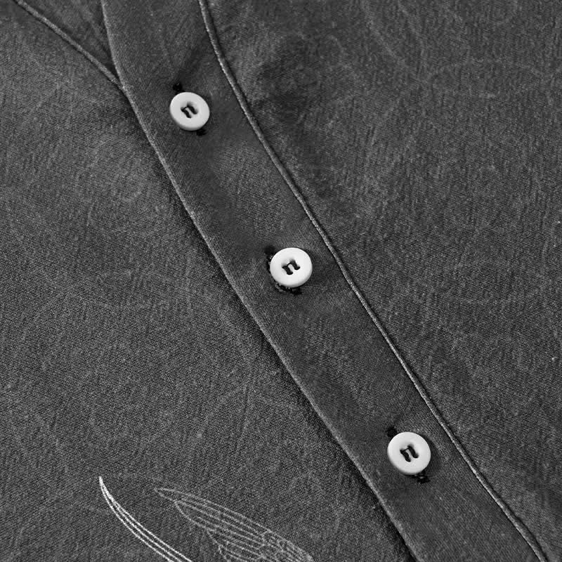 Buddha Stones Chemise à manches courtes pour homme Swallow Lotus Butterfly - image 3