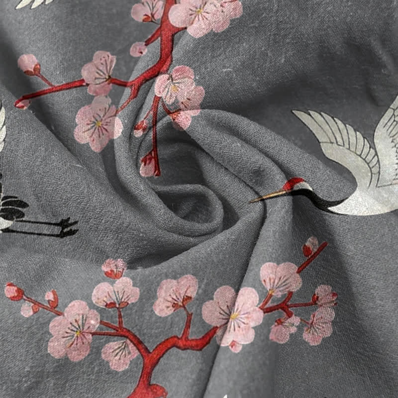 Buddha Stones Chemise Henley à manches courtes pour homme Crane Plum Blossom - image 4
