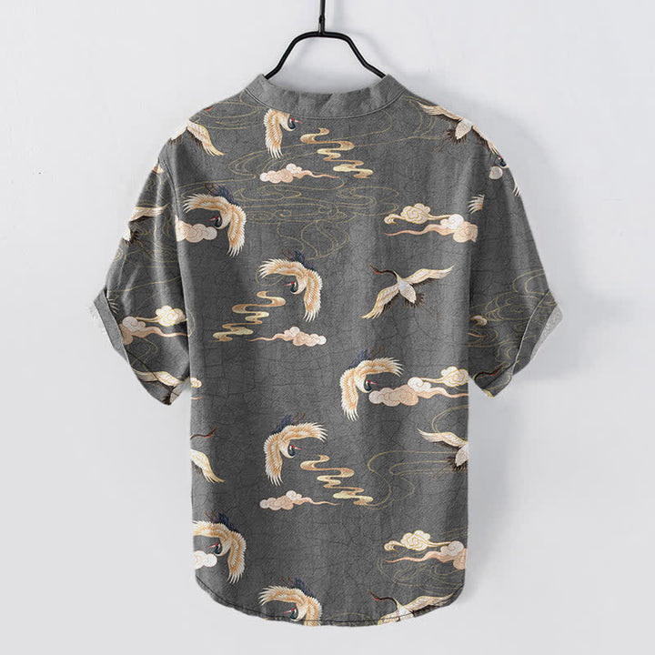 Buddha Stones Chemise homme à manches courtes et demi-boutonnée Flying Birds Cloud - image 8