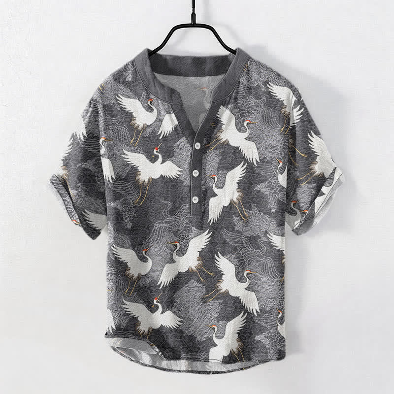 Buddha Stones Chemise homme à manches courtes Crane, style décontracté de villégiature - image 0