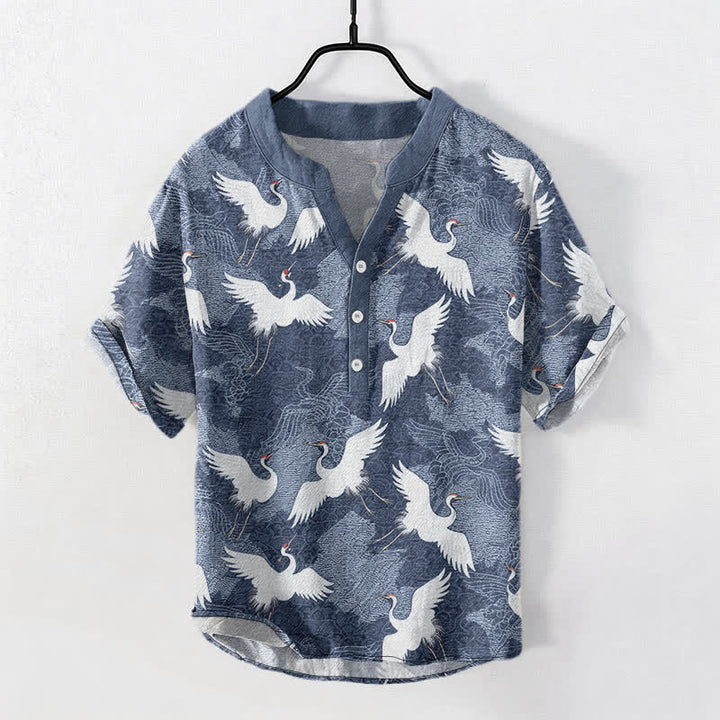 Buddha Stones Chemise homme à manches courtes Crane, style décontracté de villégiature - image 7