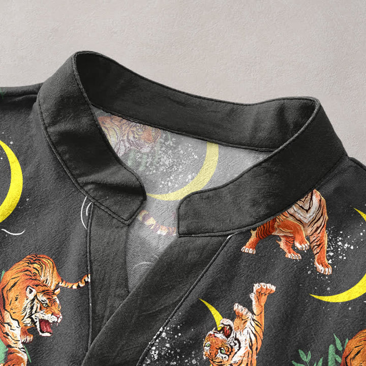 Buddha Stones Chemise de villégiature à manches courtes pour homme Tiger Moon Bamboo - image 2