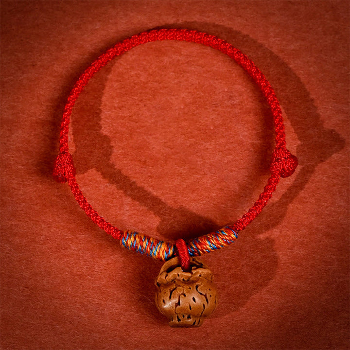 Buddha Stones Collier pour chats et chiens, en corde tressée rouge pêche, à résistance ajustable - image 2