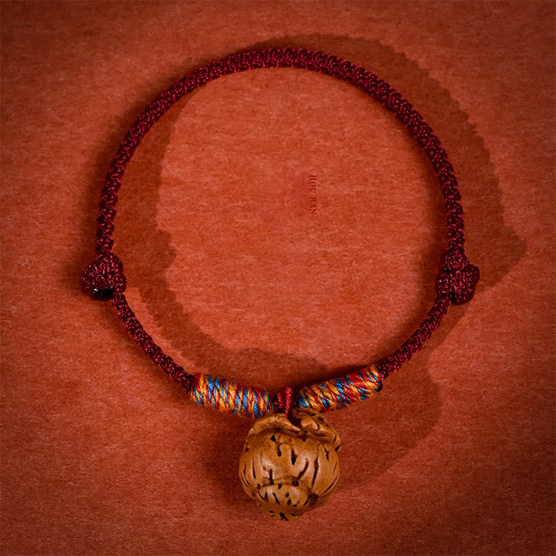 Buddha Stones Collier pour chats et chiens, en corde tressée rouge pêche, à résistance ajustable - Rouge foncé - 50-65 cm - image 16