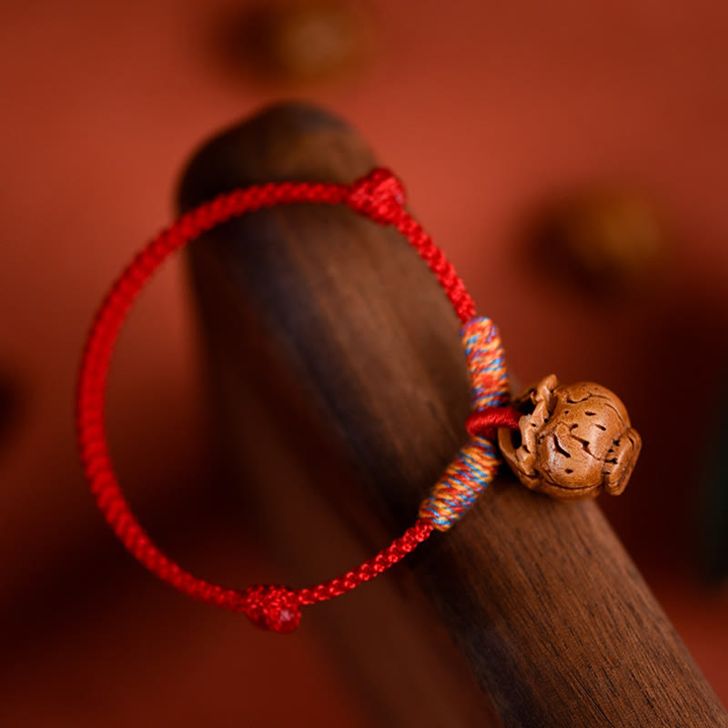 Buddha Stones Collier pour chats et chiens, en corde tressée rouge pêche, à résistance ajustable - image 4