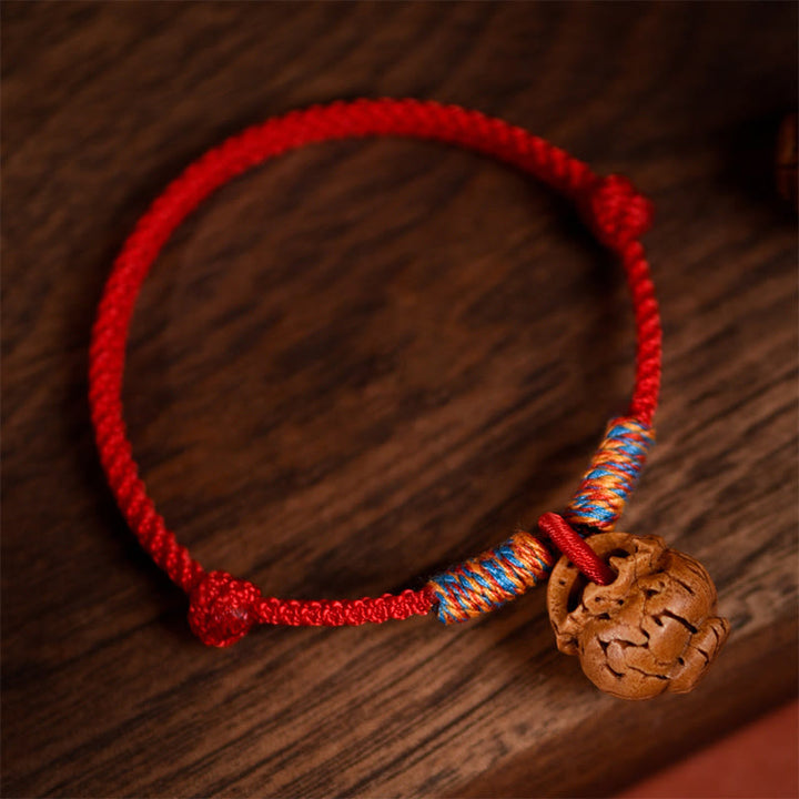 Buddha Stones Collier pour chats et chiens, en corde tressée rouge pêche, à résistance ajustable - image 3