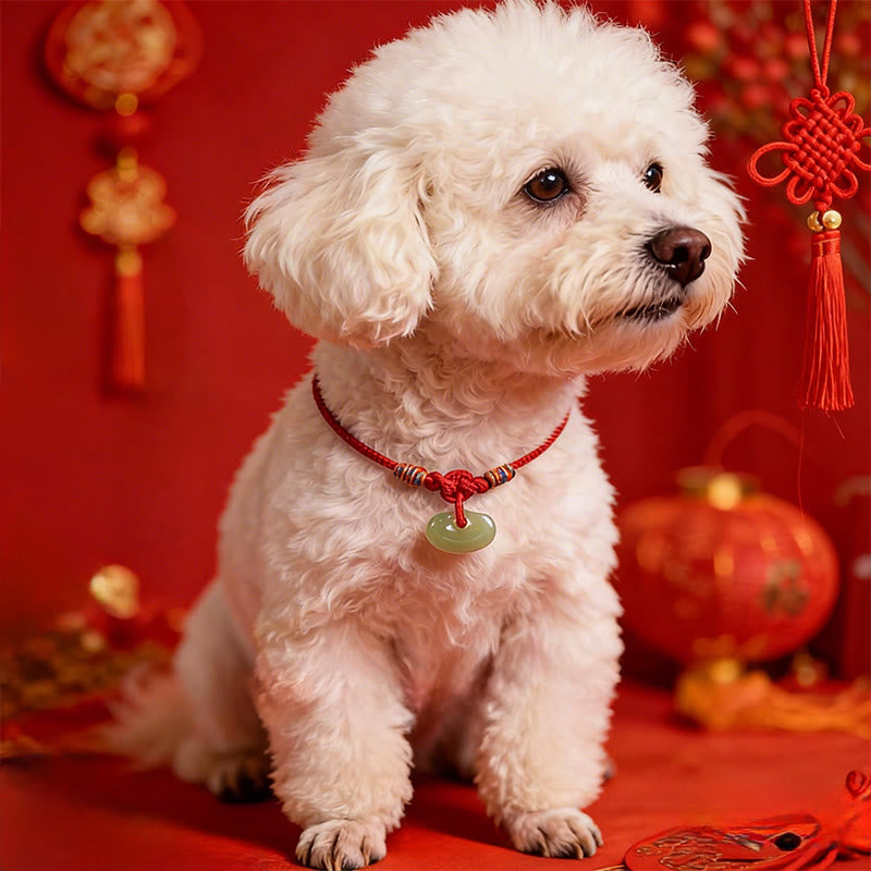 Buddha Stones Collier de protection ajustable pour chats et chiens, en jade tressé rouge, pour la protection. - image 14