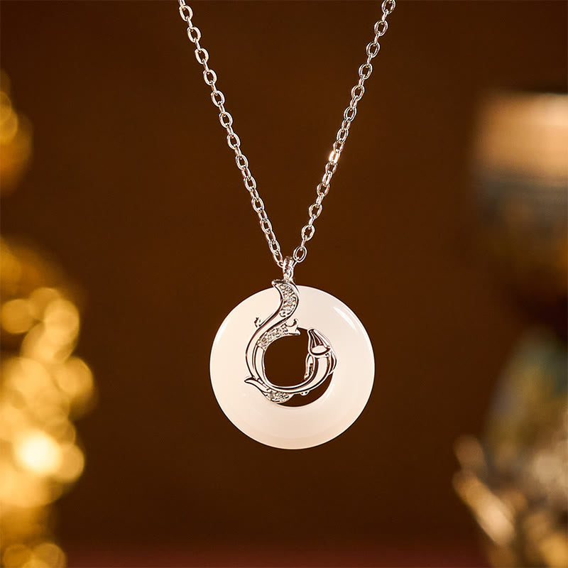 Buddha Stones Pendentif porte-bonheur en forme de boucle de la paix avec carpe koï - image 2