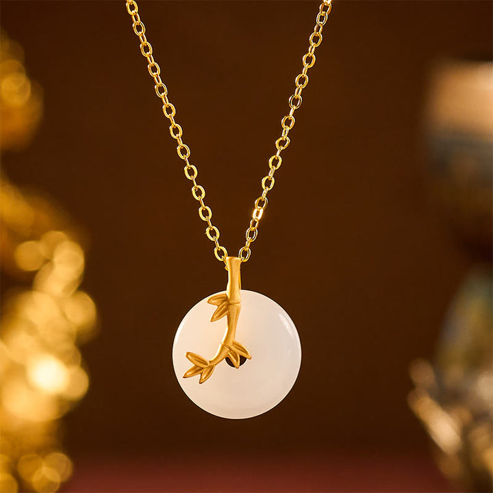 Buddha Stones Collier pendentif porte-bonheur en bambou avec boucle de paix - Boucle de paix en bambou - image 0
