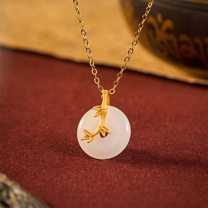 Buddha Stones Collier pendentif porte-bonheur en bambou avec boucle de paix - image 1
