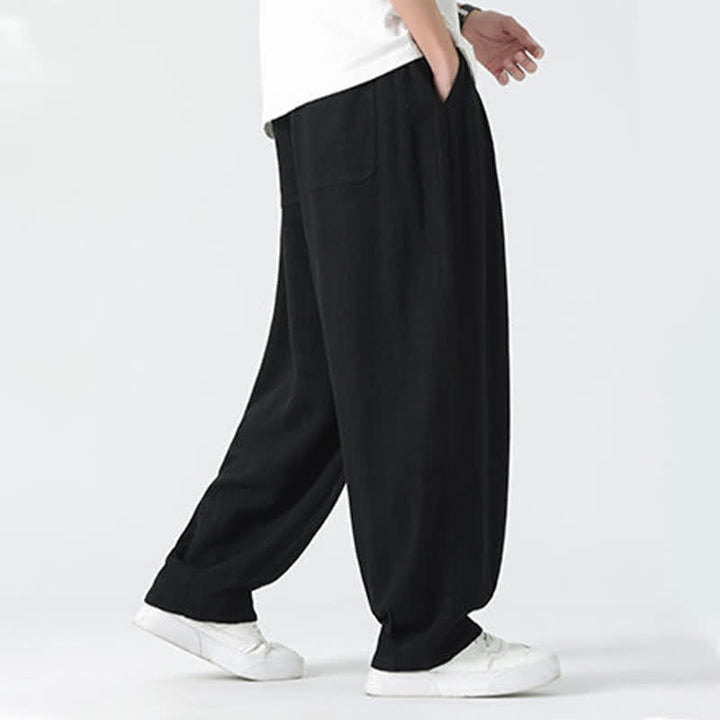 Buddha Stones Pantalon d'été pour homme, coupe droite, longueur cheville, cordon de serrage, couleur unie - image 22