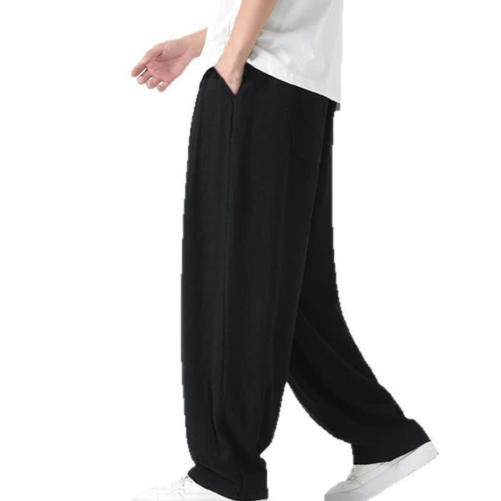 Buddha Stones Pantalon d'été pour homme, coupe droite, longueur cheville, cordon de serrage, couleur unie - image 25