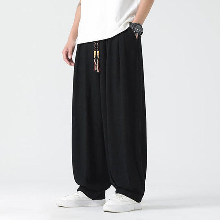 Buddha Stones Pantalon d'été pour homme, coupe droite, longueur cheville, cordon de serrage, couleur unie - image 21