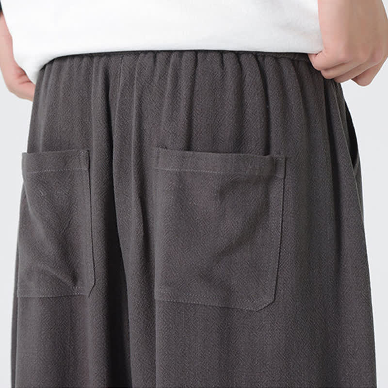 Buddha Stones Pantalon d'été pour homme, coupe droite, longueur cheville, cordon de serrage, couleur unie - image 15
