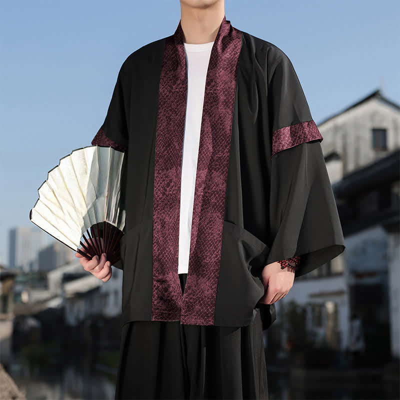 Buddha Stones Kimono d'été décontracté zen pour homme, col à revers, manches 3/4. - image 0