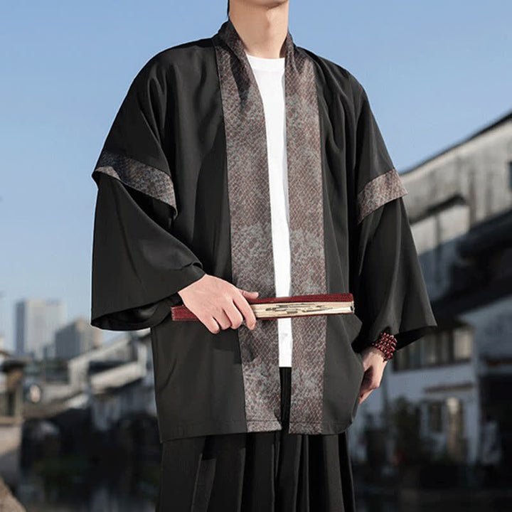 Buddha Stones Kimono d'été décontracté zen pour homme, col à revers, manches 3/4. - image 4
